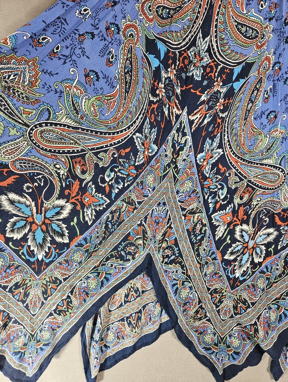 Earthbound Medium paisley handkerchief hem maxi skirt boho Lagenlook Ruched NWT - Picture 3 of 10